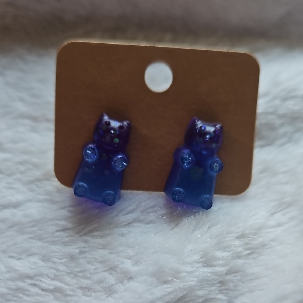 Blue And Purple Gummy Bear Earrings